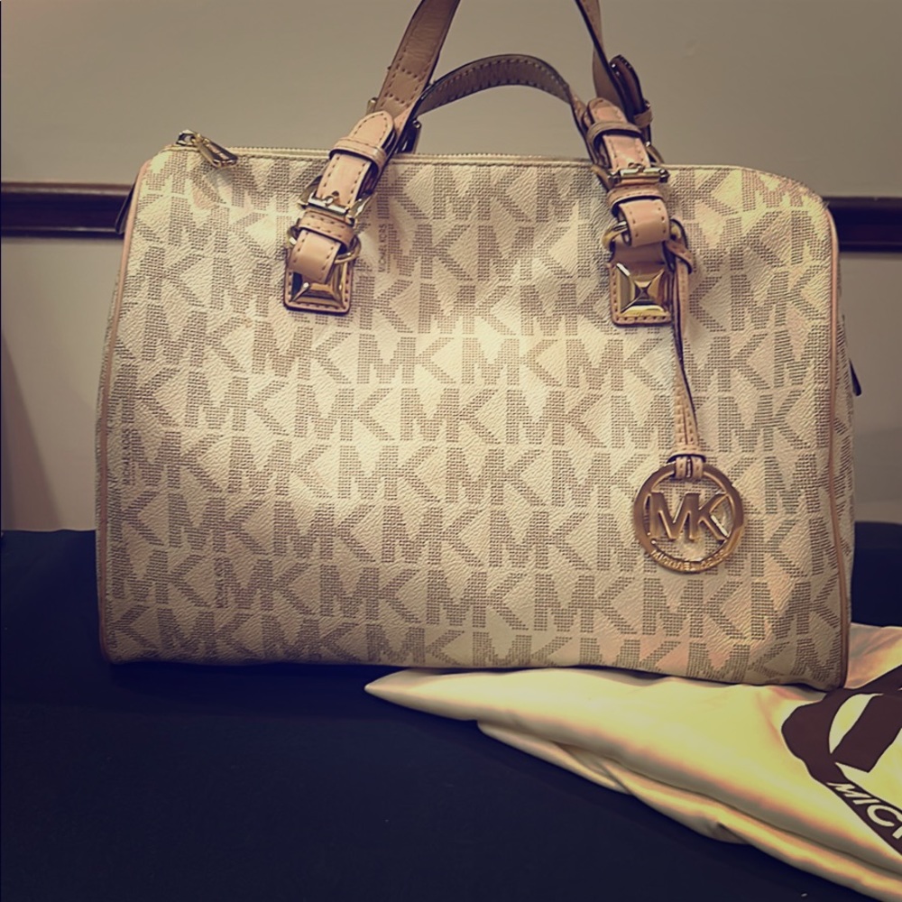 Michael Kors Large Logo Handbag in Natural